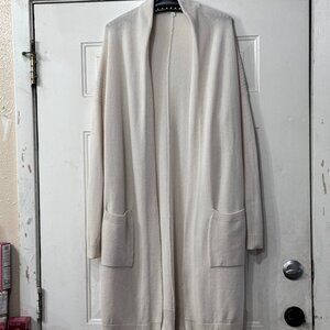 Vince Womens Sz XS Cardigan Sweater Ivory Open Front  Pockets Wool/Cashmere